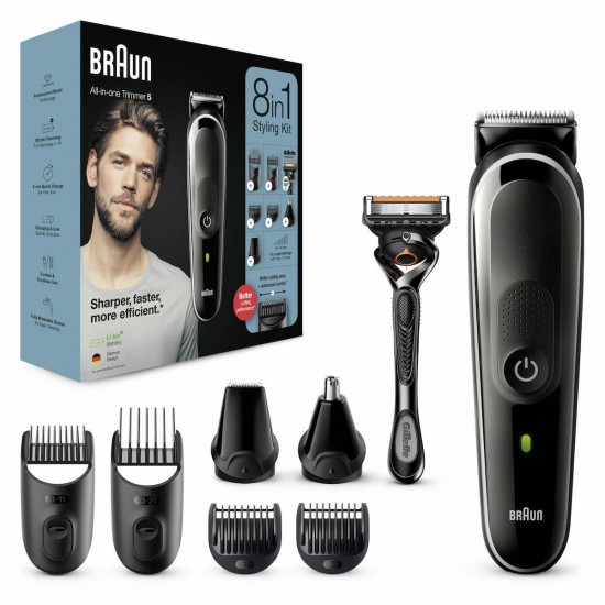 Braun All-in-One Trimmer  MGK5360 Σετ 8 in 1 Επαναφορτιζόμενη Κουρευτική Μηχανή Μαύρη