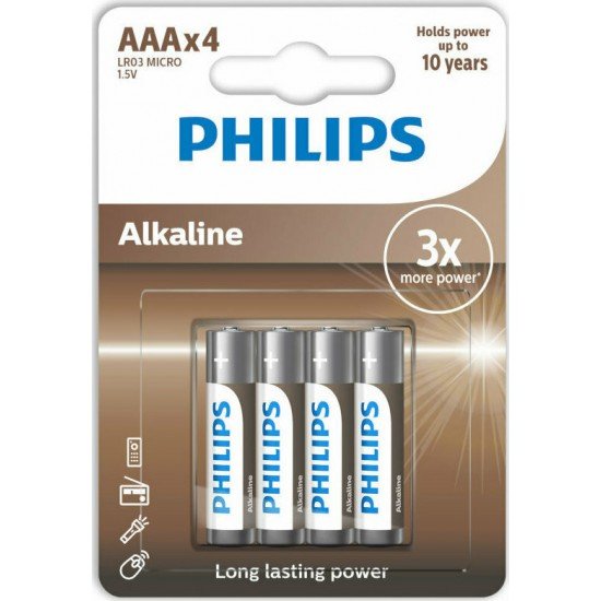 Philips LR03A4B/10 Αλκαλικές μπαταρίες υψηλής απόδοσης 4 τμχ AAA