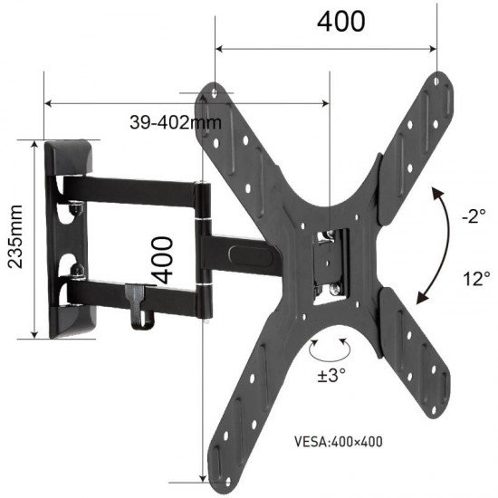 Osio OSM-7836 Βάση τηλεόρασης 17″ – 47″ VESA 400 x 400