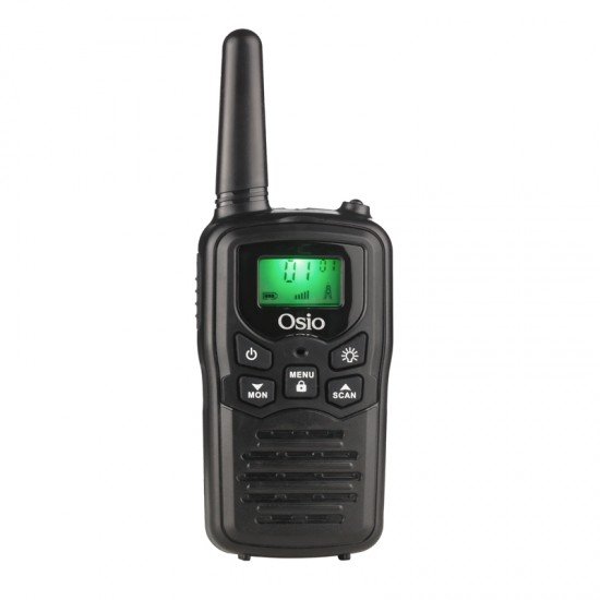 Osio OPM-1050 Mαύρο Επαναφορτιζόμενο PMR Walkie Talkie με φακό και καλώδιο 8 km – 0.5W