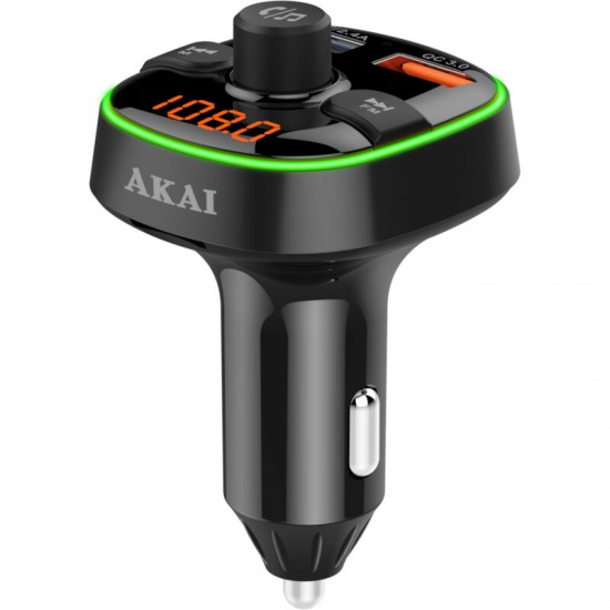 Akai FMT-52BT FM transmitter με LED, Hands Free, φορτιστή αυτοκινήτου, Bluetooth, micro SD, και 2 USB
