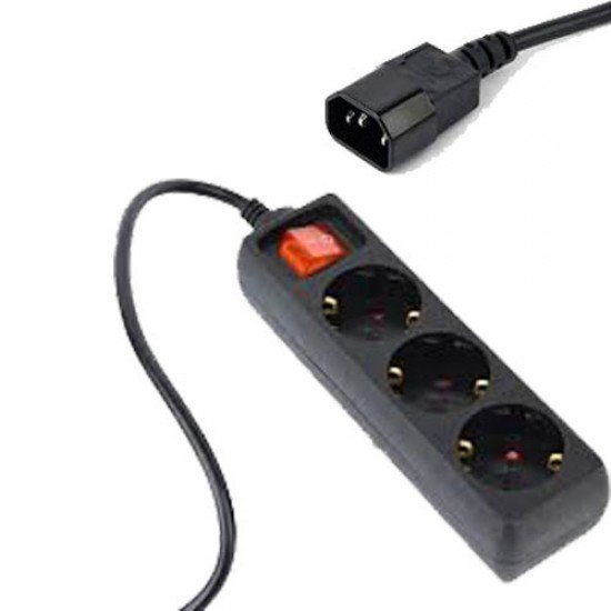 ENERGENIE UPS POWER STRIP 3 SCHUKO SOCKETS FUSED SWITCH 16A C14 0,6M BLACK